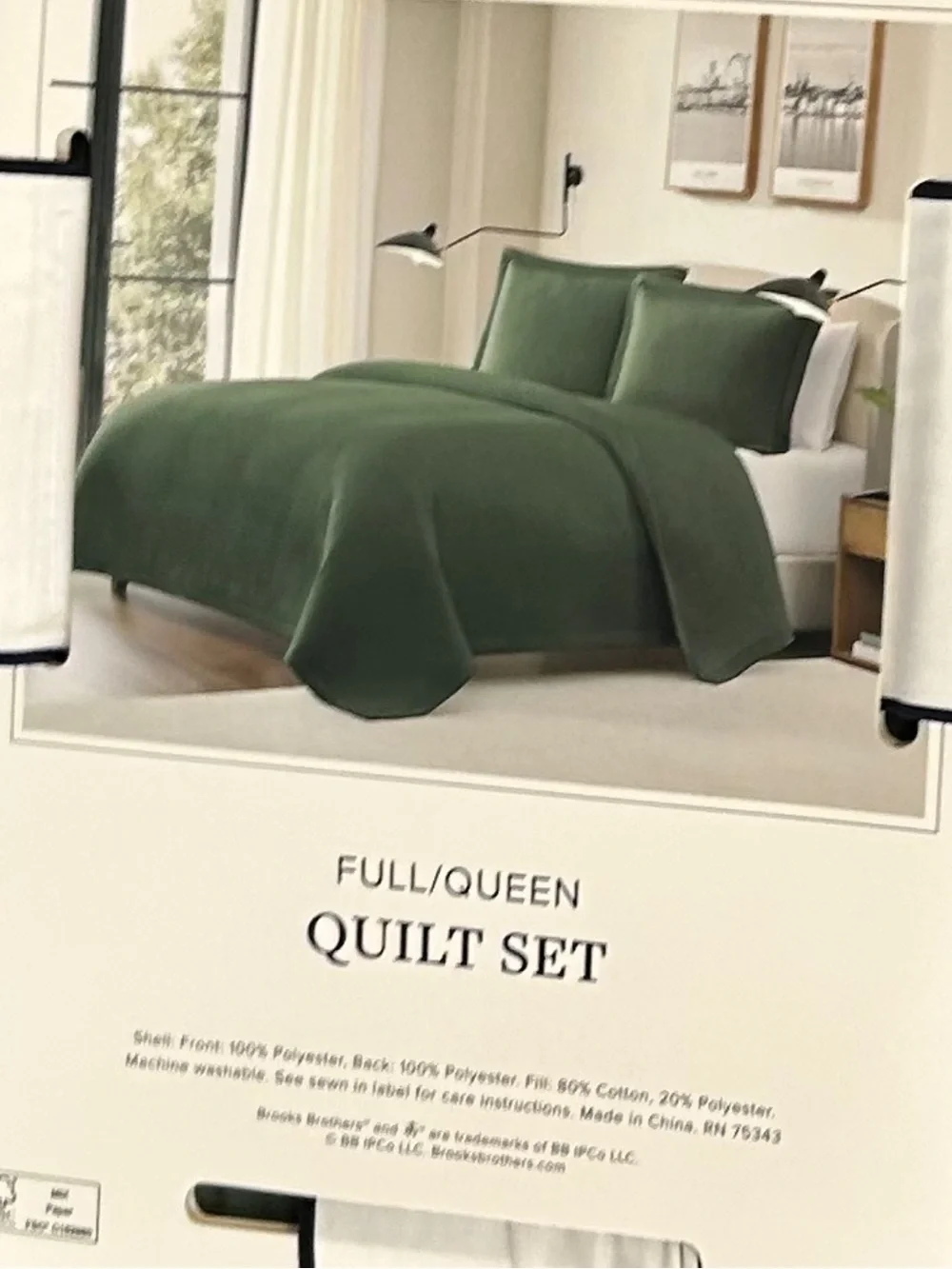 Brooks Brothers Green King Quilt Set 106”x92”